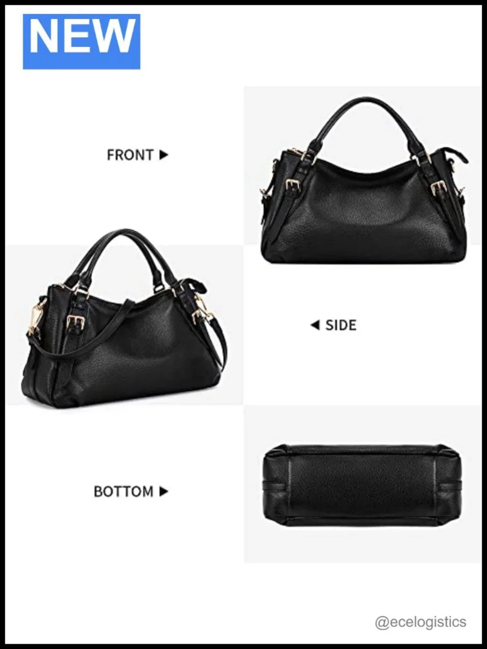 Genuine Leather Satchel Top Handle Crossbody Bag with Removable Strap